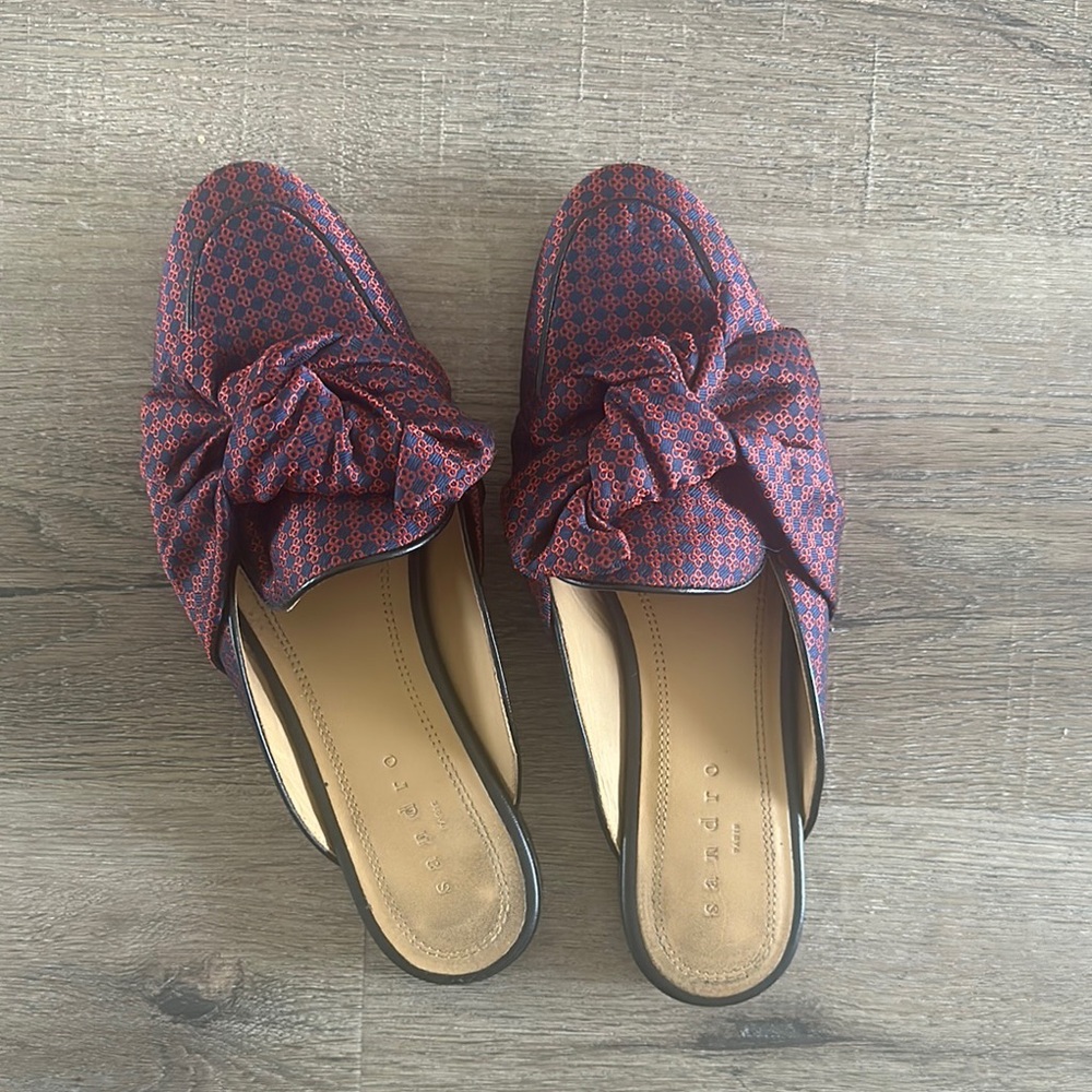 Sandro Women's Red and Blue Bow Loafers
